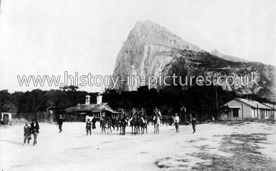 The Frontier Crossing and Rock from Spain, Gibraltar. c.1908